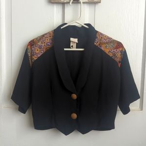 Vintage One Stop Cropped 2-Button Penguin Tip Top Aztec Black MEDIUM